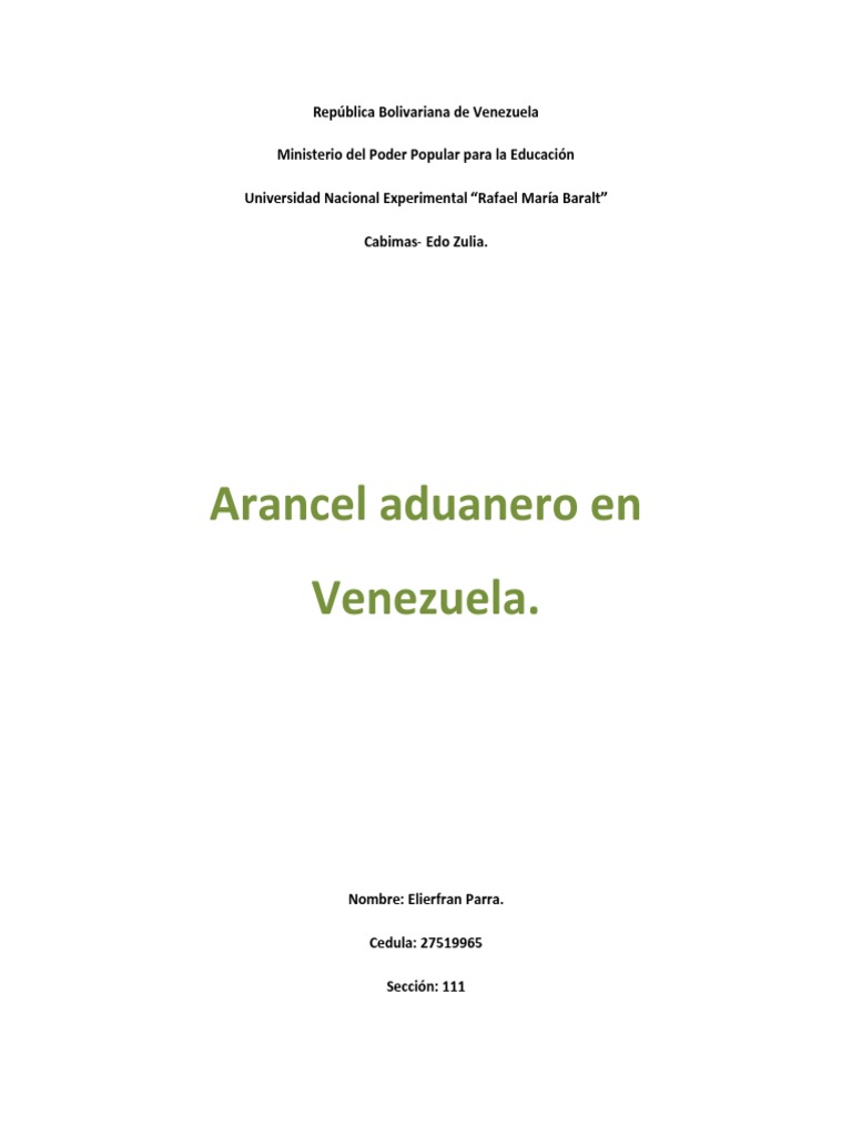 Arancel Aduanero en Venezuela 2024 | PDF | aduana | Arancel