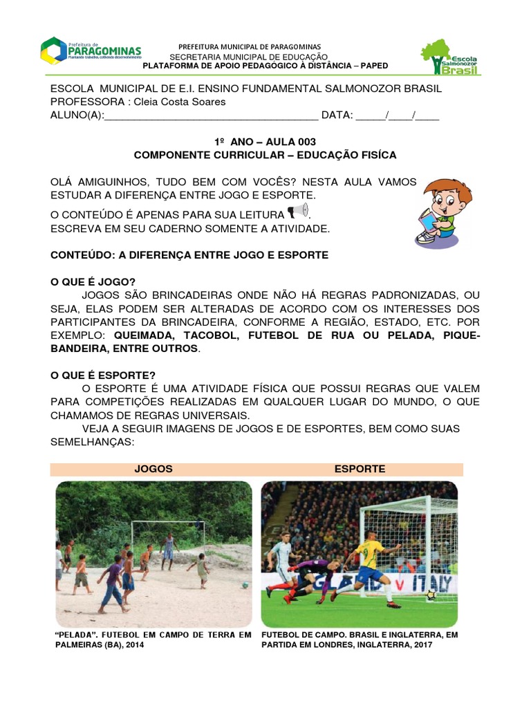 A Distinção entre Jogo, Atividade Física e Esporte