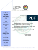 Certification: Office of The Punong Barangay Barangay Jugno Council