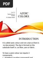 Azoic Colors: Lec # 6 Textile Dyes & Dyeing Dr. Rehan Abbasi