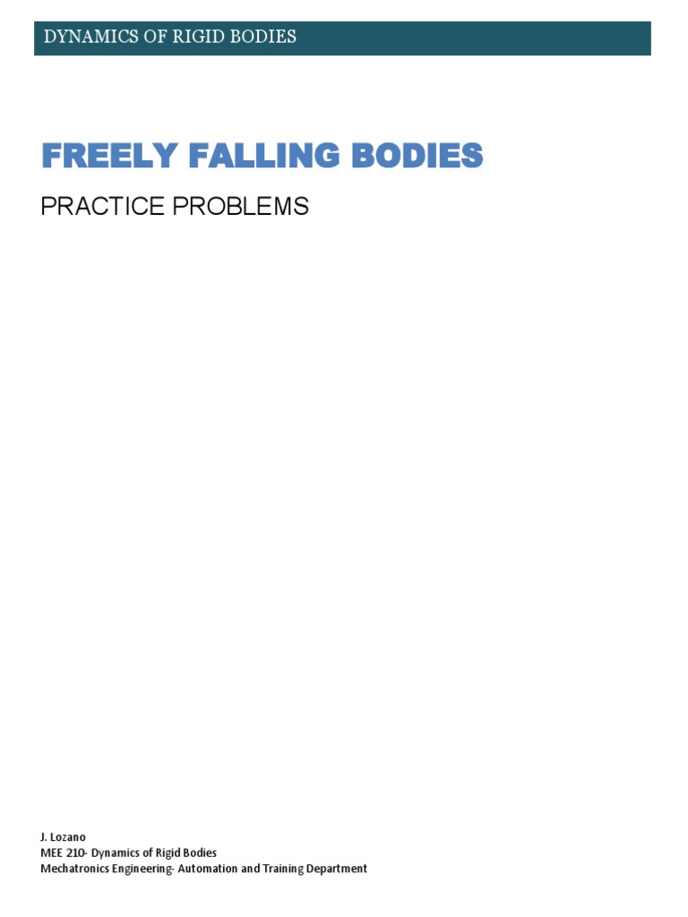 Freely Falling Bodies Practice Problems PDF