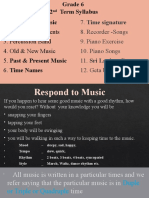 Grade 6 Music Syllabus - Respond to Music, Instruments, Notes & Time Signatures"TITLE "Music Curriculum for Grade 6 - Lessons on Rhythm, Beat, Recorder, Piano & Drums