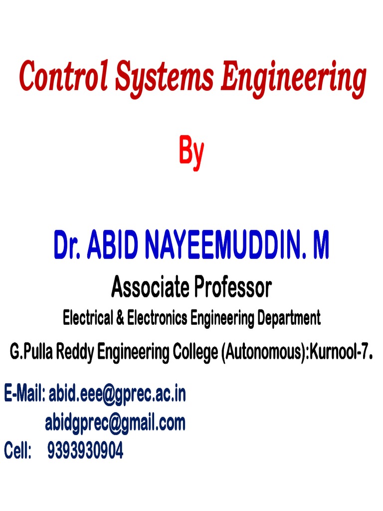 Controlsystem Unit 1 | PDF | Control Theory | Control System
