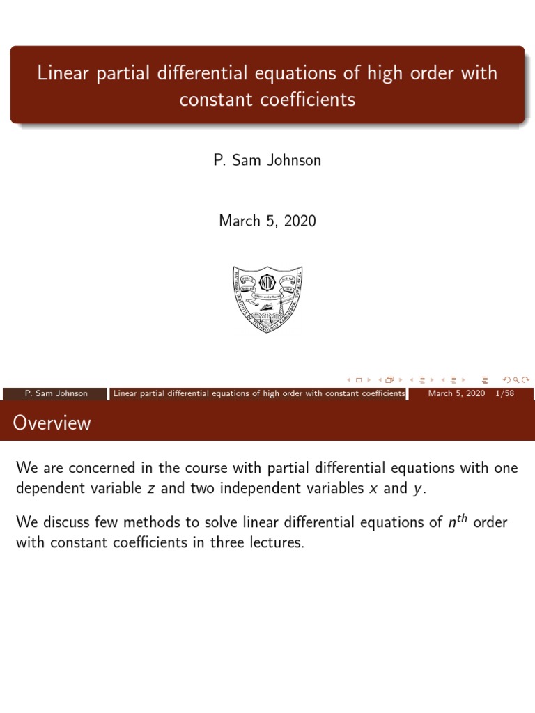 Linear Partial Differential Equations Of High Order With Constant Coefficients Pdf Equations Algebra