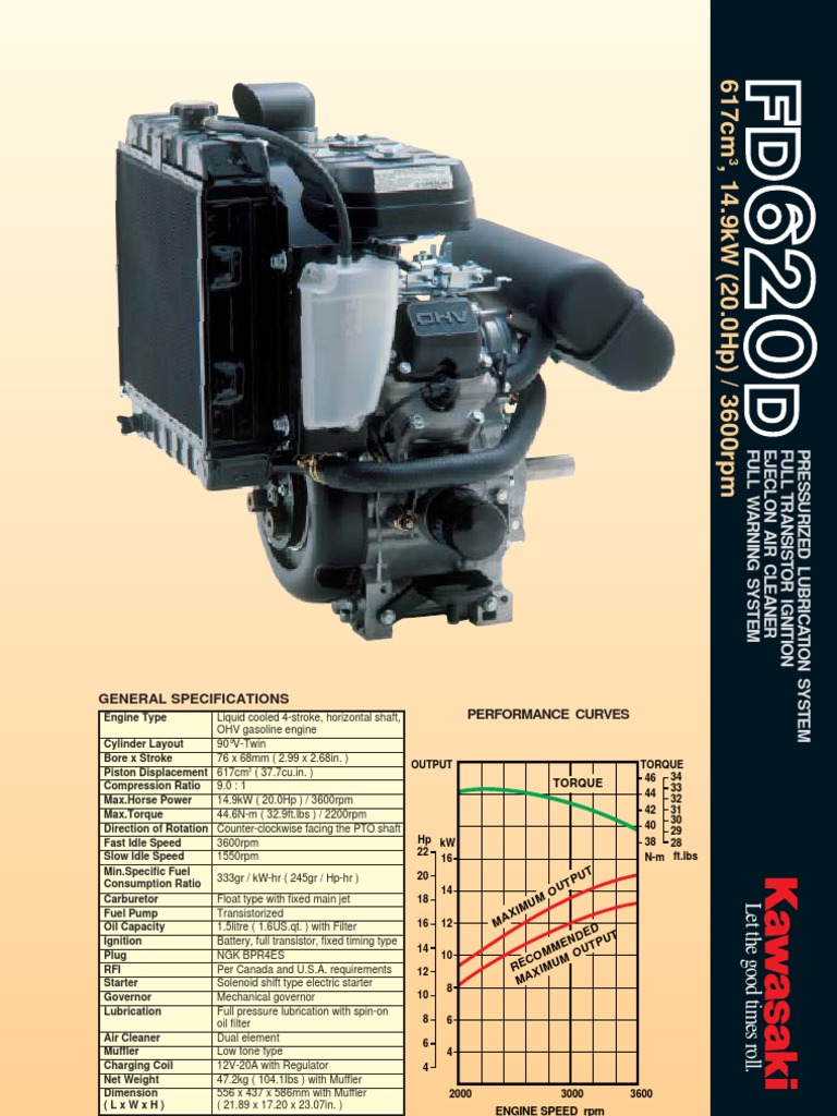 Kawasaki FD620D Engine Specifications | PDF | Horsepower | Ignition System