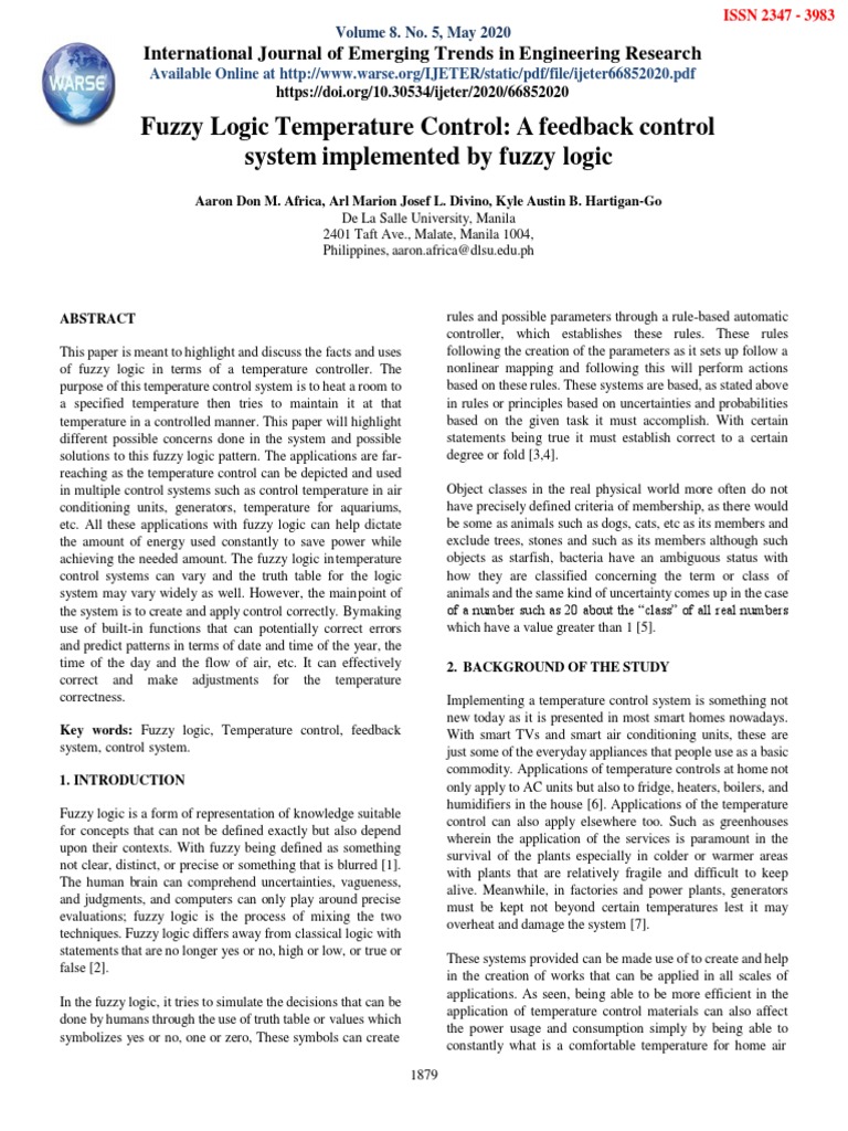 Fuzzy Logic in Temperature Control Systems | PDF | Fuzzy Logic ...