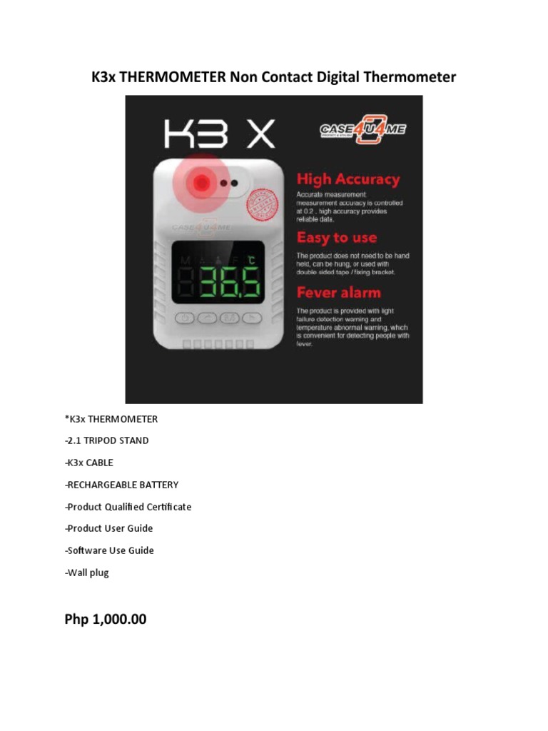 K3x THERMOMETER Non Contact Digital Thermometer PDF
