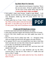 Trading Rules Sheet For Intraday