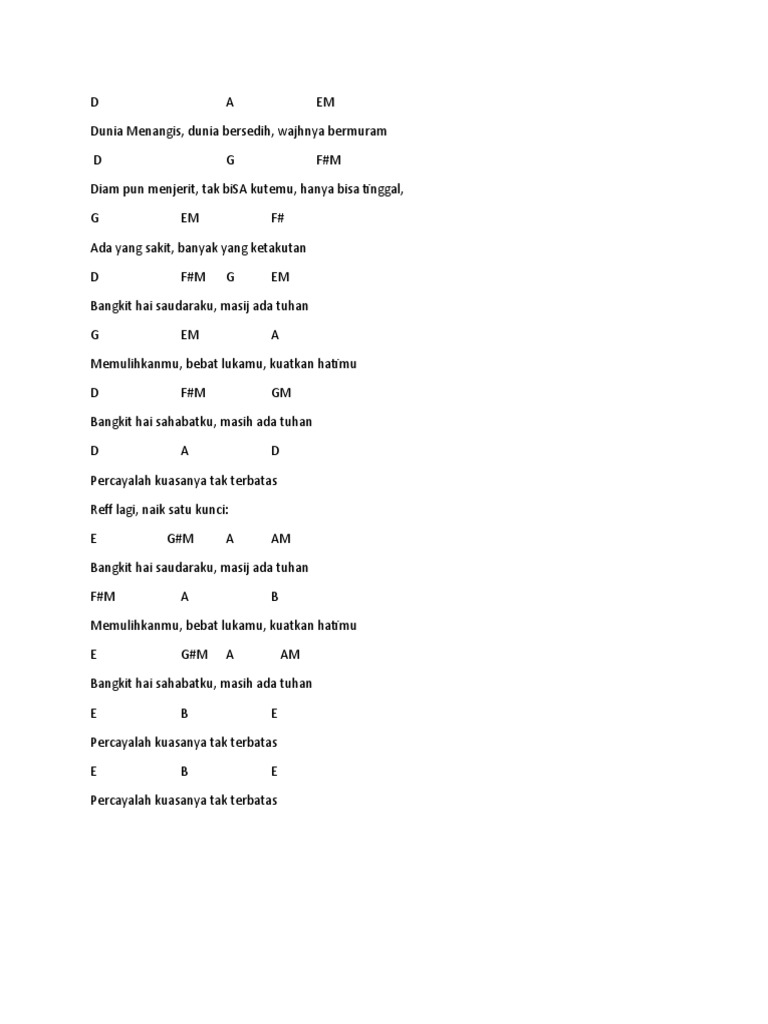 Chord Lagu Pujian "Bangkit Hai Saudaraku" | PDF