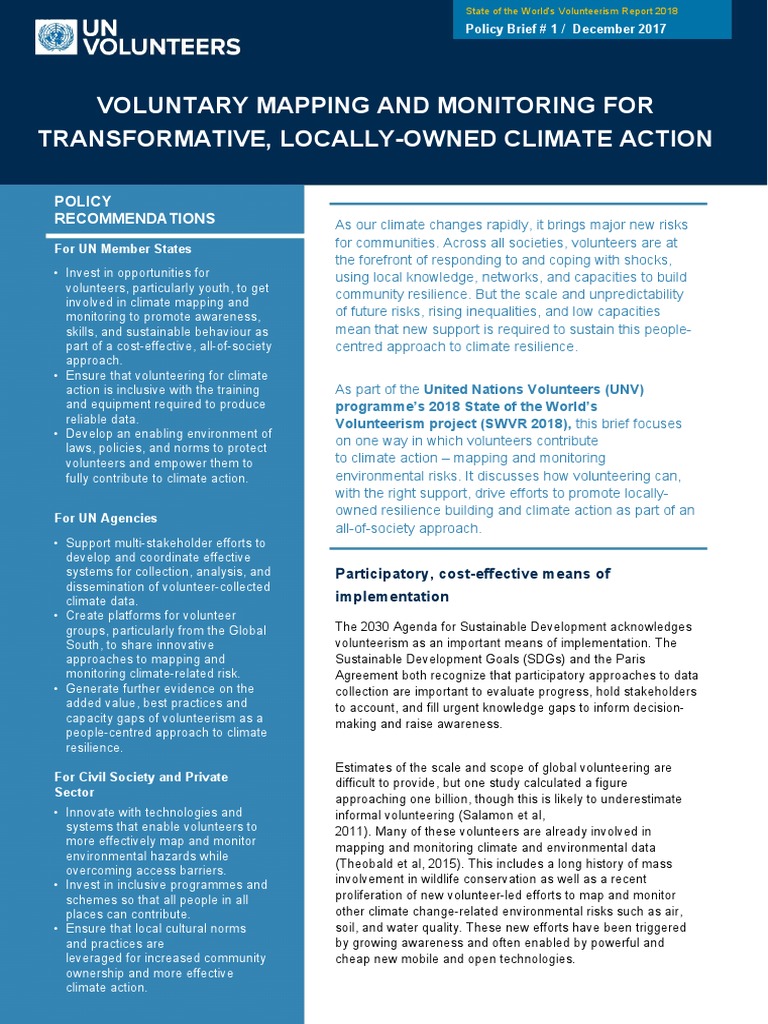 Policy Brief Template 38 | PDF | Volunteering | Climate Resilience