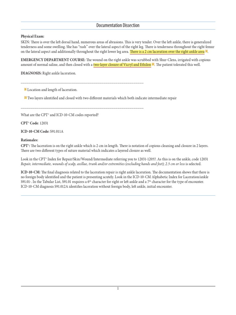 CPT 12031 for Right Ankle Laceration | PDF | Law | Science & Mathematics