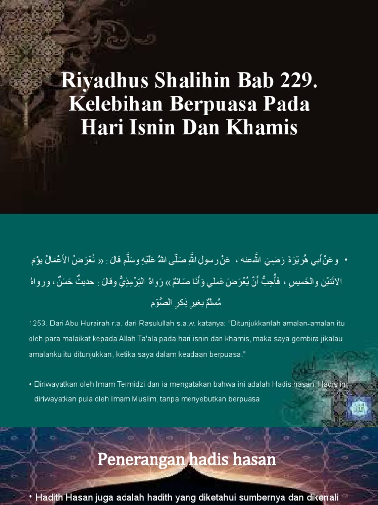 Hadis Kelebihan Puasa Sunat Isnin Khamis | Pdf