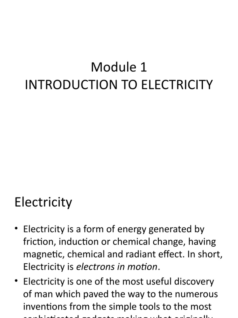 Chapter 1 Intro To Electricity | PDF | Direct Current | Electrical ...