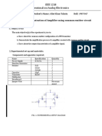 EEE 1218 Sessional On Analog Electronics: Experiment 04: Demonstration of Amplifier Using Common Emitter Circuit