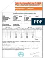 Test and Warranty Certificate: Kains Instruments India PVT LTD