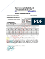 Kains Instruments India Pvt. LTD.: Test and Guarantee Certificate