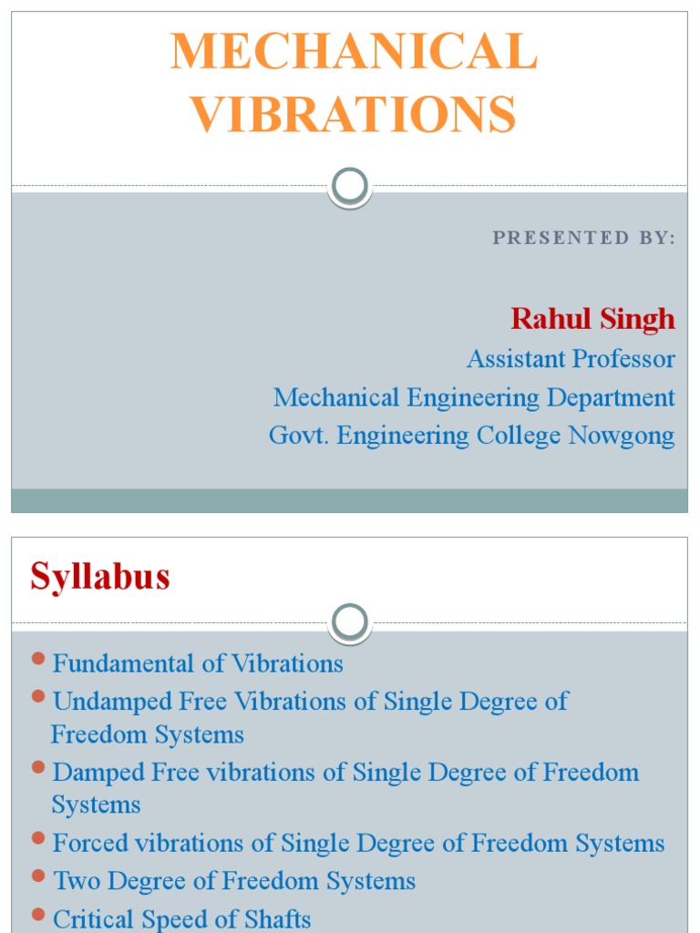 Mechanical Vibrations Syllabus Overview | PDF | Oscillation | Frequency