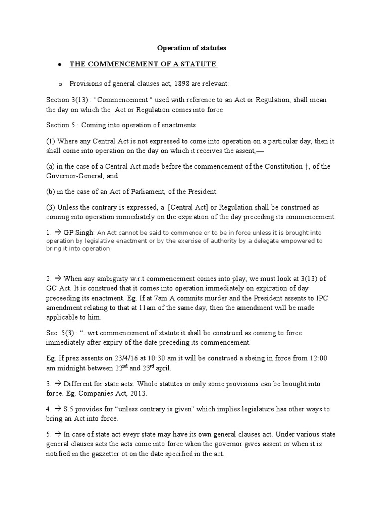 Operation of Statutes PDF Treaty Ex Post Facto Law