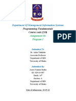 Department of Management Information Systems: Programming Fundamentals Course Code