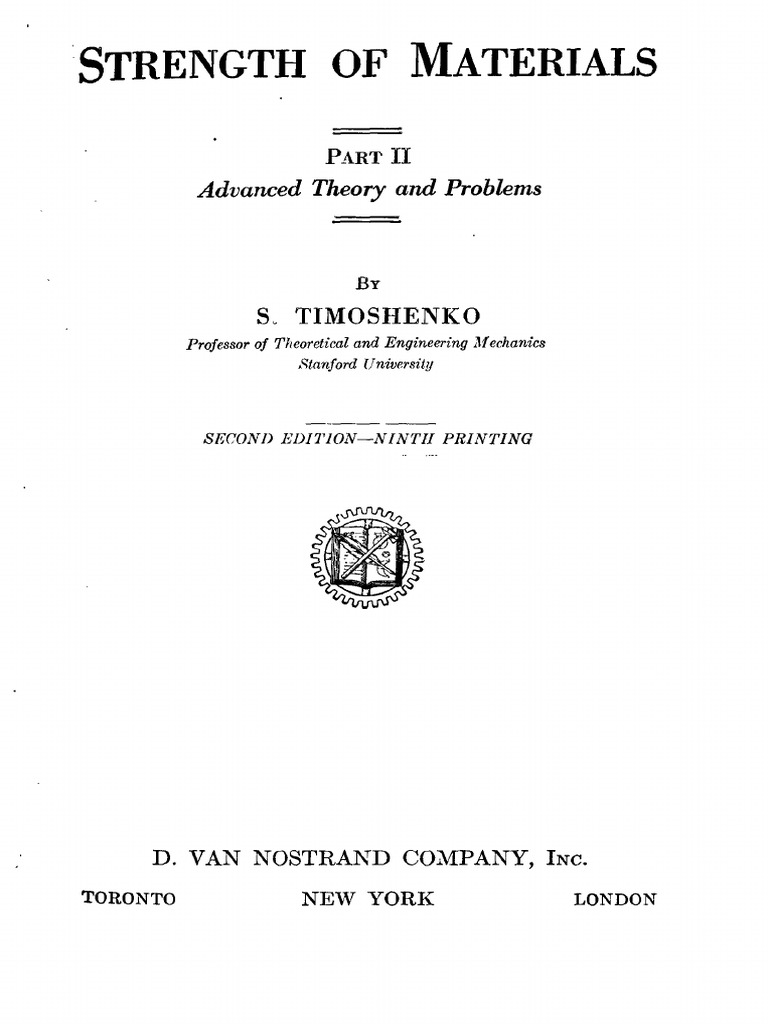 Timoshenko S.P. Strength of Materials. Advanced Theory and Problems