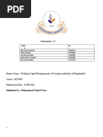 Report Topic: Working Capital Requirements of Ceramic Industries of Bangladesh Course: BUS485 Submission Date: 23/08/2021