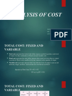 Analysis of Cost: Prepared By: Md. Sharif Hassan Lecturer, Dba, Uap