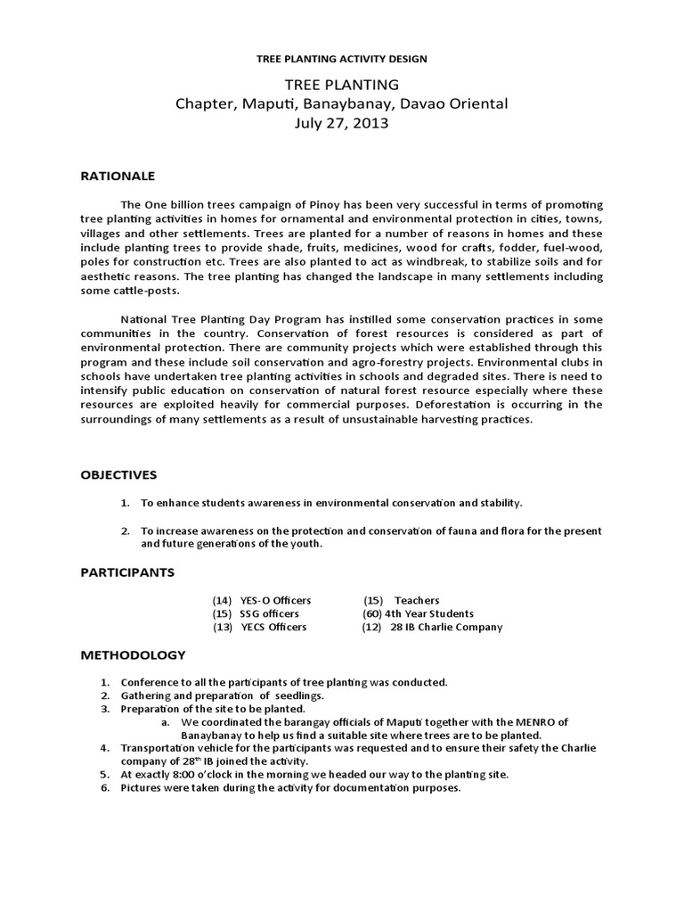 Tree Planting Activity Design | PDF | Trees | Land Management