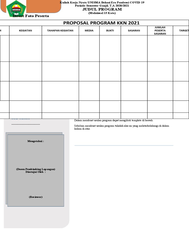 Template Proposal KKN 2021 | PDF