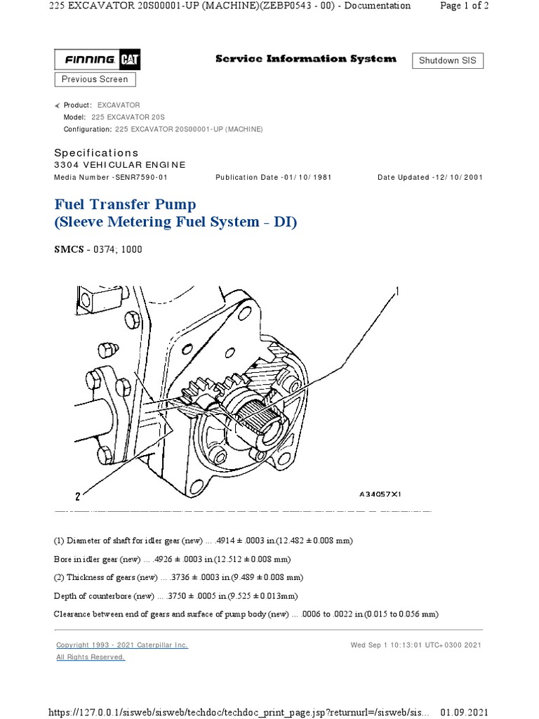 Diesel Transfer Pump Manual for Excavator | PDF