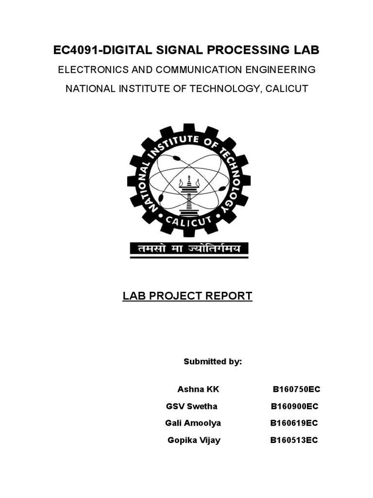 Ec4091Digital Signal Processing Lab Electronics and Communication