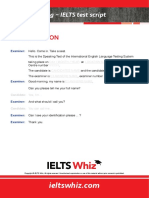 Speaking - IELTS Test Script: Examiner