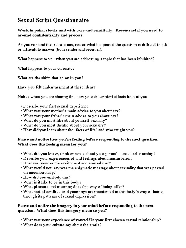Sexual Script Questionnaire | PDF | Sexual Arousal | Human Sexuality