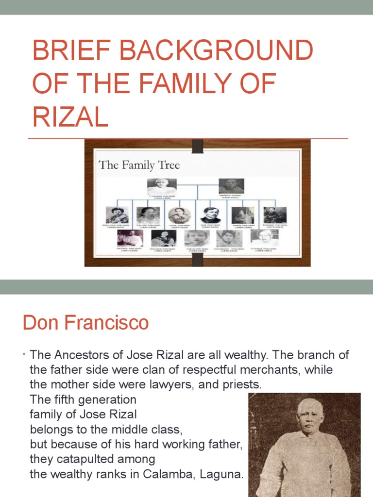 Brief Background of The Family of Rizal | PDF | Philippines