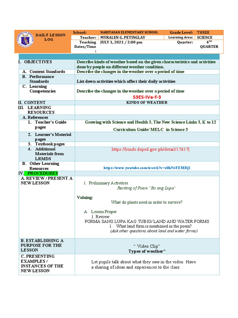SCIENCE-3-COT 4th Quarter Science 2021 | PDF | Learning | Teachers