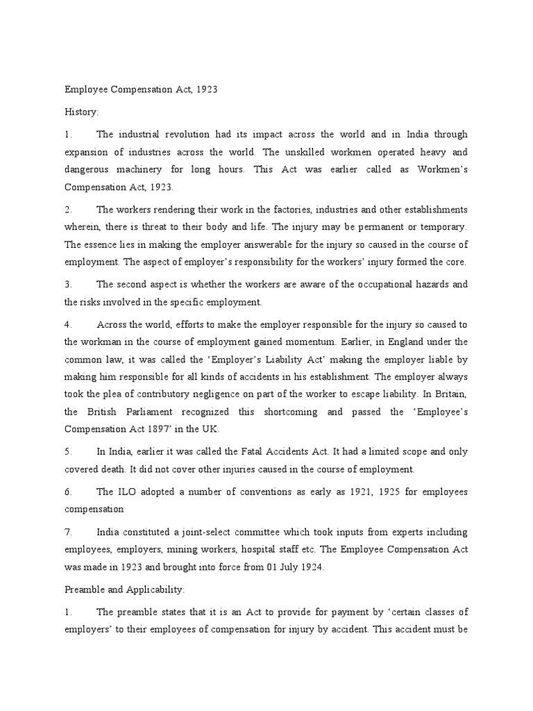 Employee Compensation Act PDF Damages Employment
