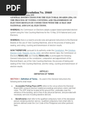 COMELEC Resolution No. 10460