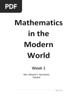 Week 1: Mrs. Mirasol Y. Sarmiento Teacher