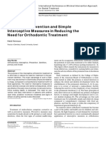 The Role of Prevention and Simple Interceptive Measures in Reducing The Need For Orthodontic Treatment