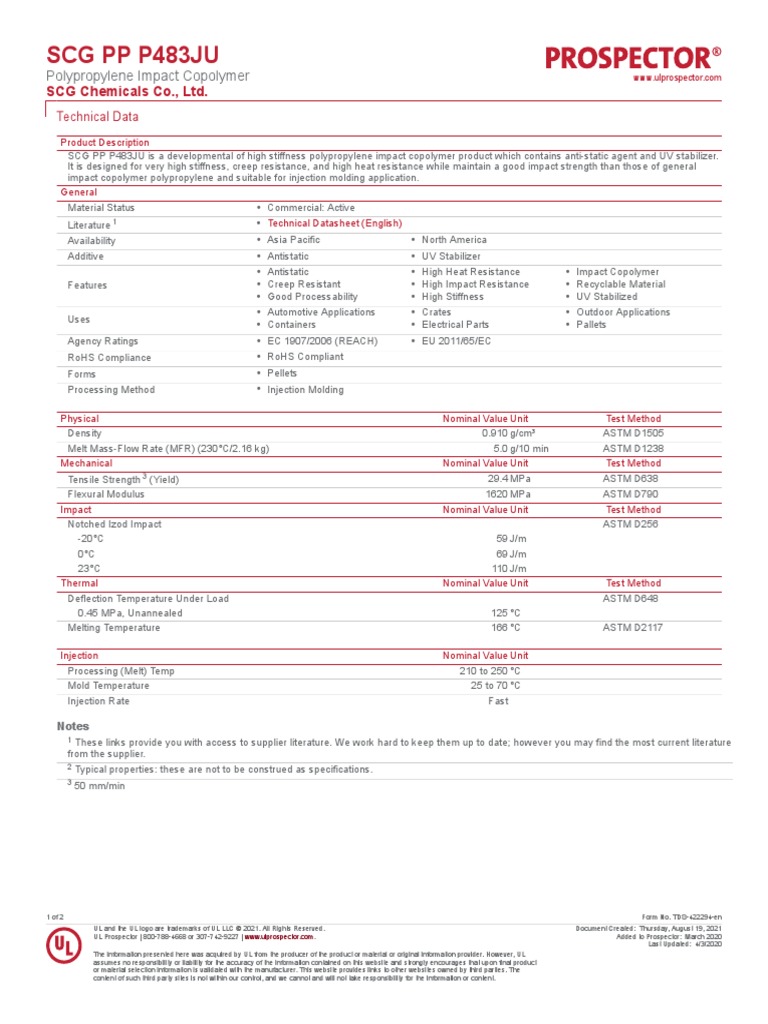 SCG PP P483Ju: SCG Chemicals Co., LTD | PDF | Creep (Deformation ...