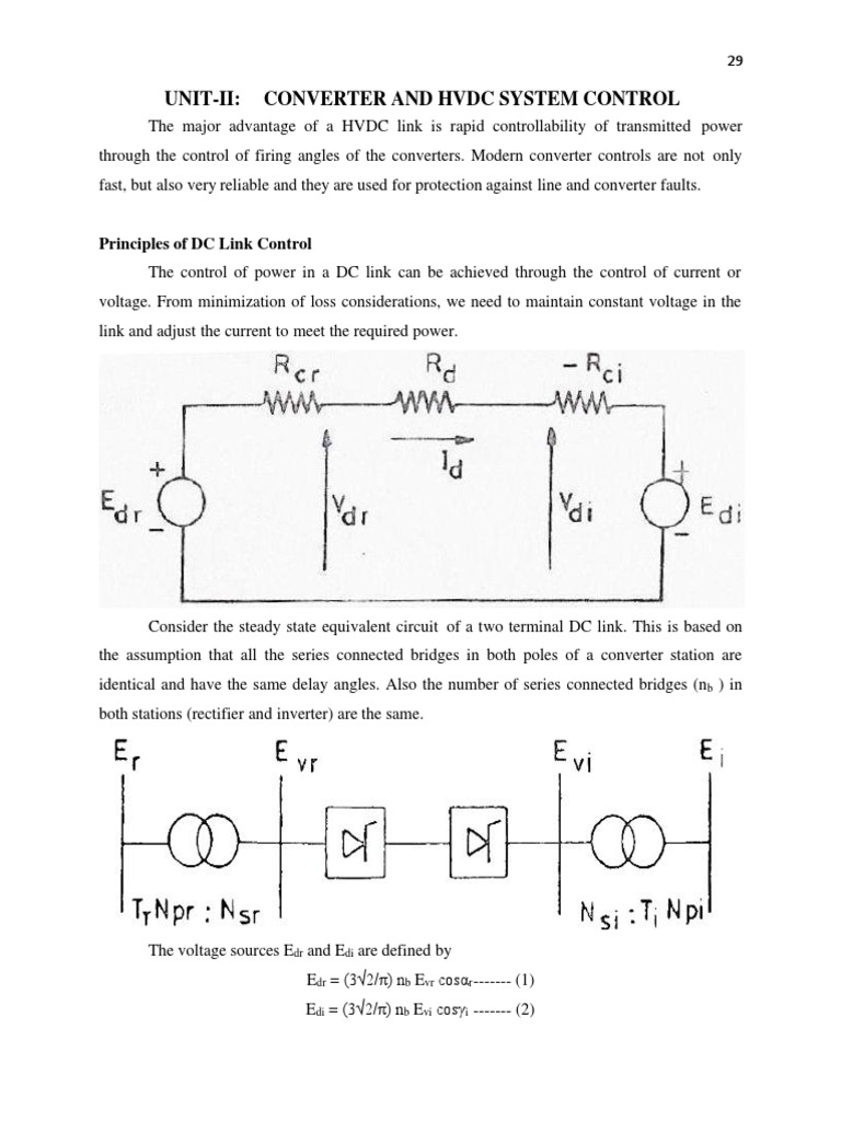Unit-Ii: Converter and HVDC System Control: Principles of DC Link ...