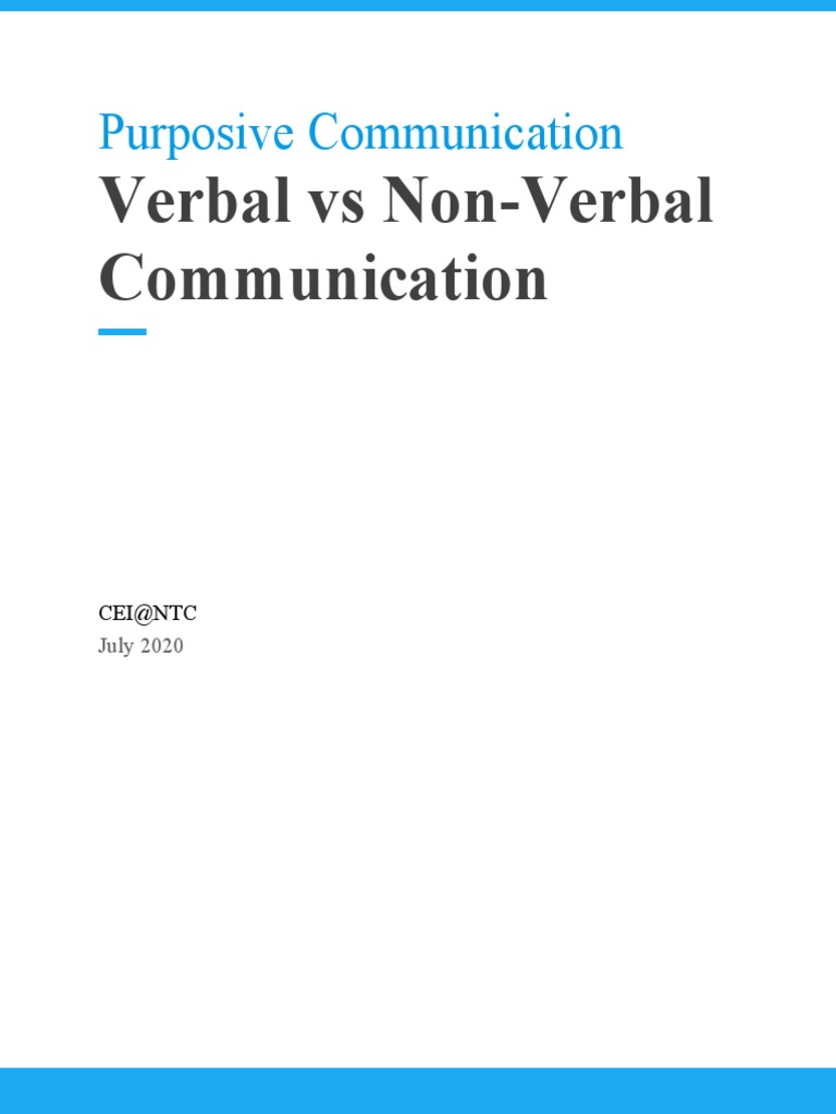 Verbal and Non-Verbal Communication Guide | PDF | Communication ...