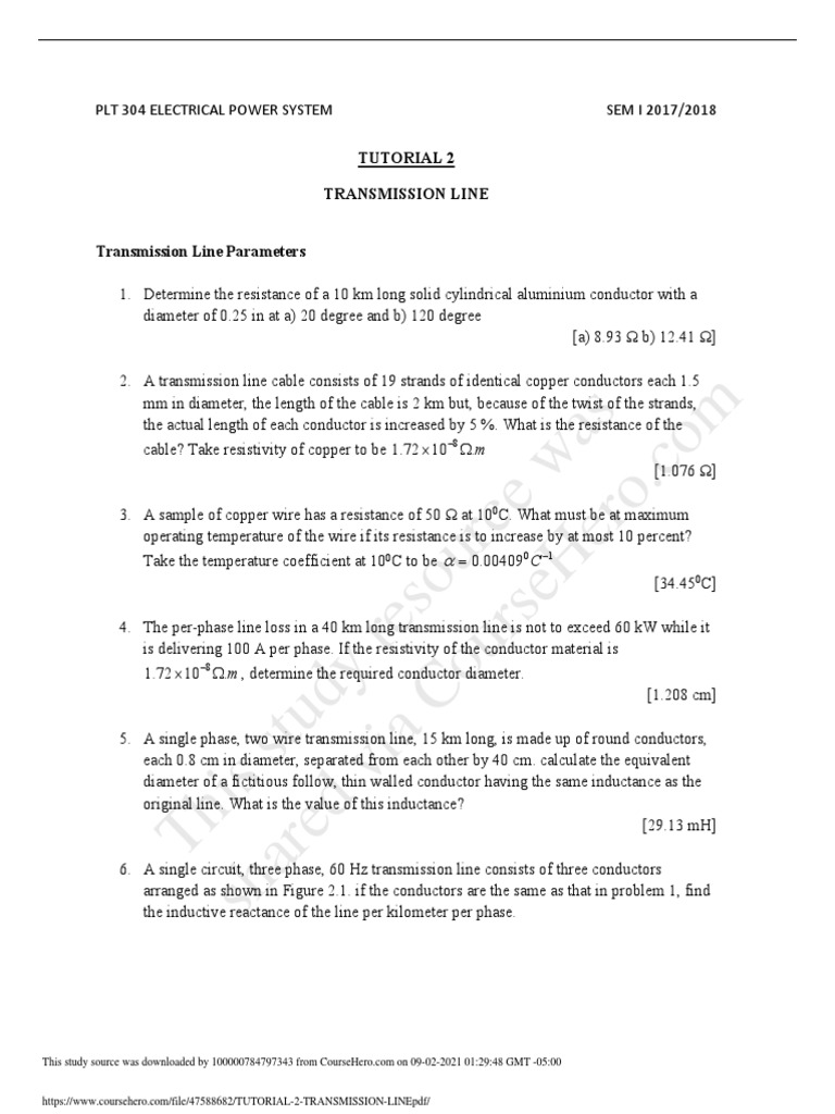 Transmission Line Parameter Calculations | PDF | Electric Power ...