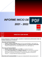 COMUNIDAD DE MADRID. Presentación Informe Inicio Curso 2021-2022