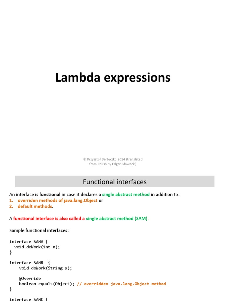 03 Functional Interfaces Lambda Expressions | PDF | Anonymous Function ...