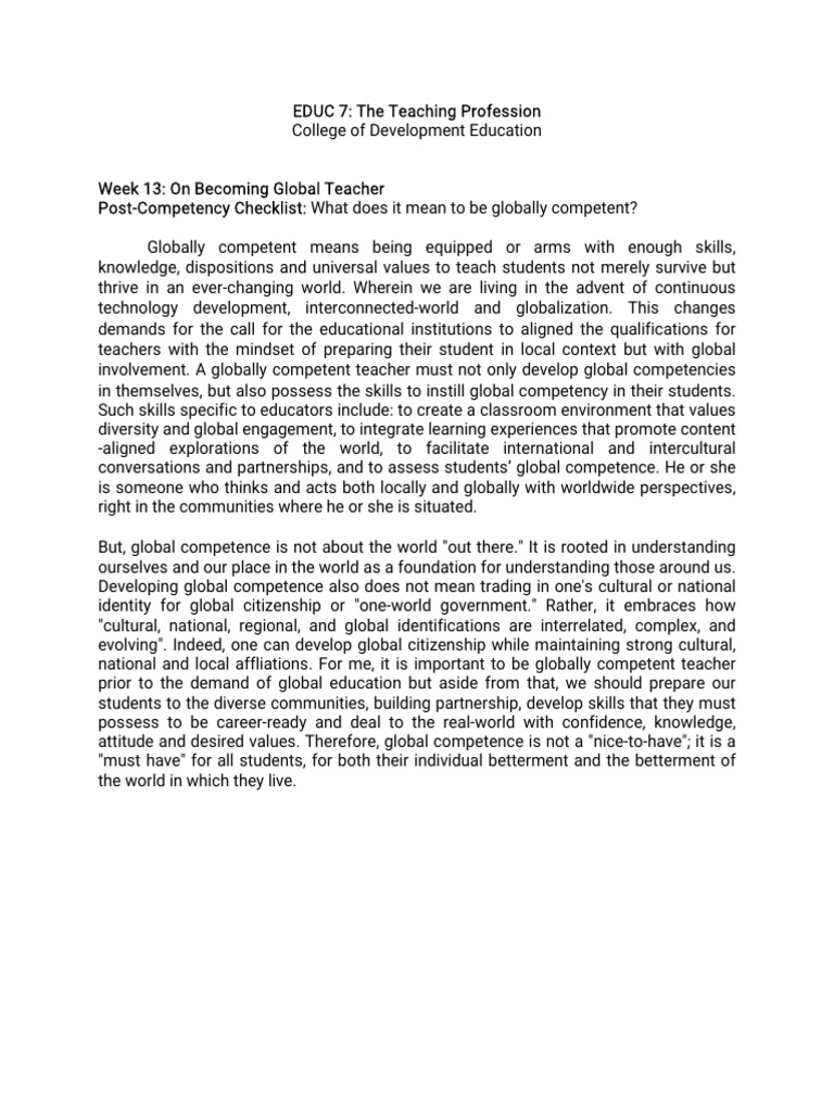 Global Teacher | PDF | Science & Mathematics