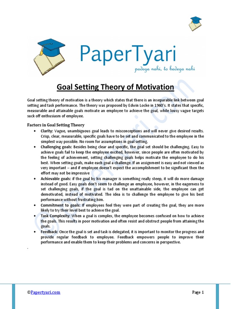Goal Setting Theory of Motivation - Papertyari | PDF | Business | Self ...