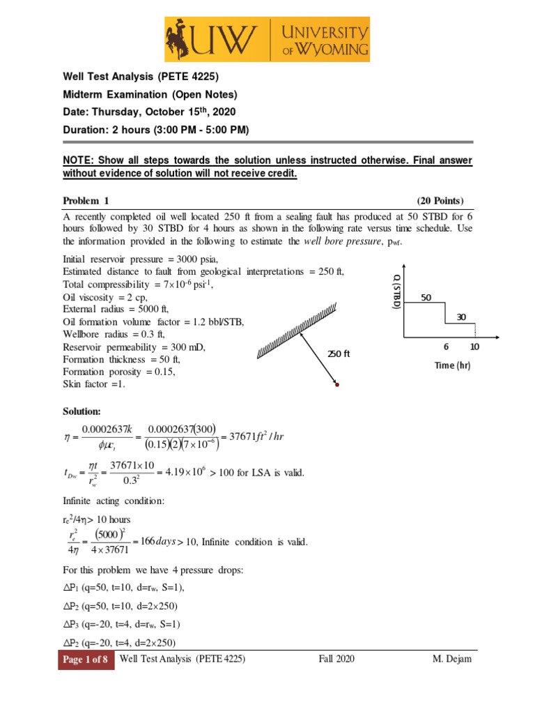Well Test Analysis Exam Solutions | PDF | Petroleum Reservoir | Chemistry