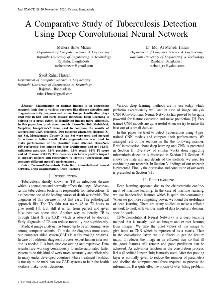 A Comparative Study of Tuberculosis Detection | PDF | Deep Learning ...