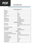 Anti-Ragging Form: Students Personal Details