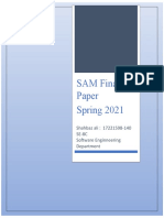 SAM Final Paper Spring 2021: Shahbaz Ali: 17221598-140 SE-8C Software Enginneering Department
